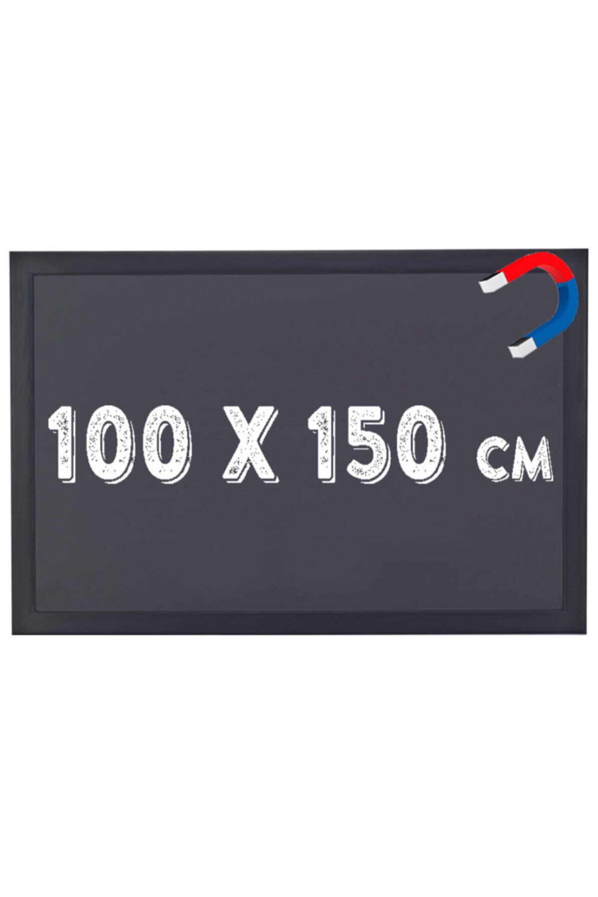 Chalky Manyetik 100x150 Cm Kara Tahta Siyah Çerçeveli - Tebeşir Yazı Tahtası - Siyah