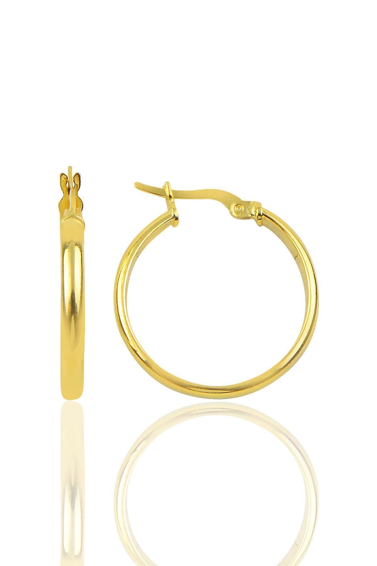 Söğütlü Silver Gümüş 24 Mm Altın Rengi Halka Küpe