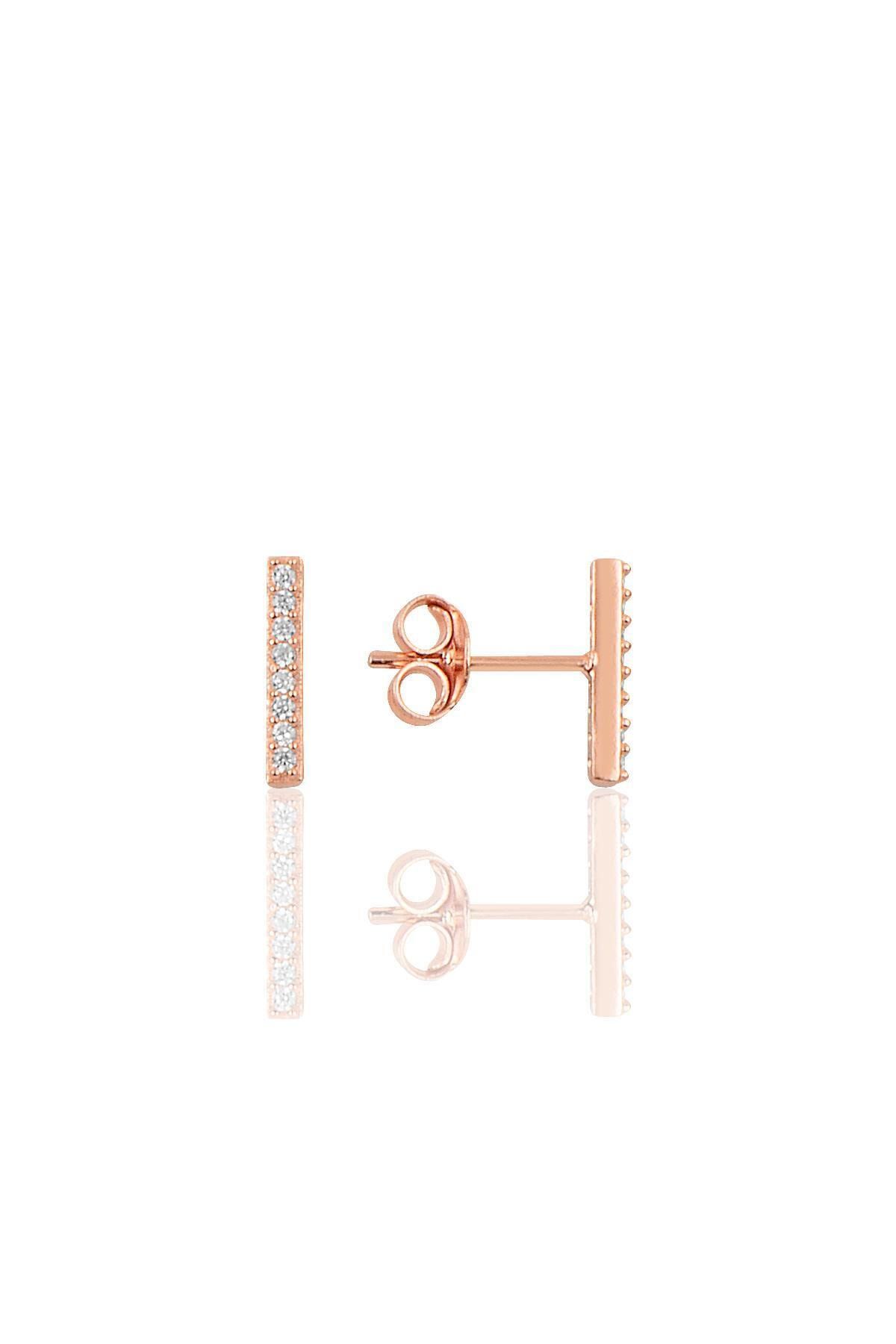Söğütlü Silver Gümüş Rose Çizgi Küpe