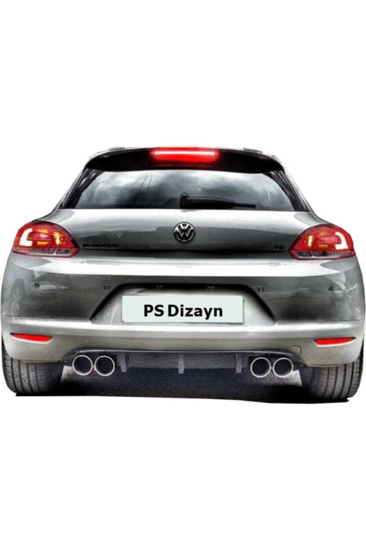 ps dizayn Volkswagen Scirocco (2009-2014) Makyajsız Ps Arka Tampon Eki - Difüzör (plastik)
