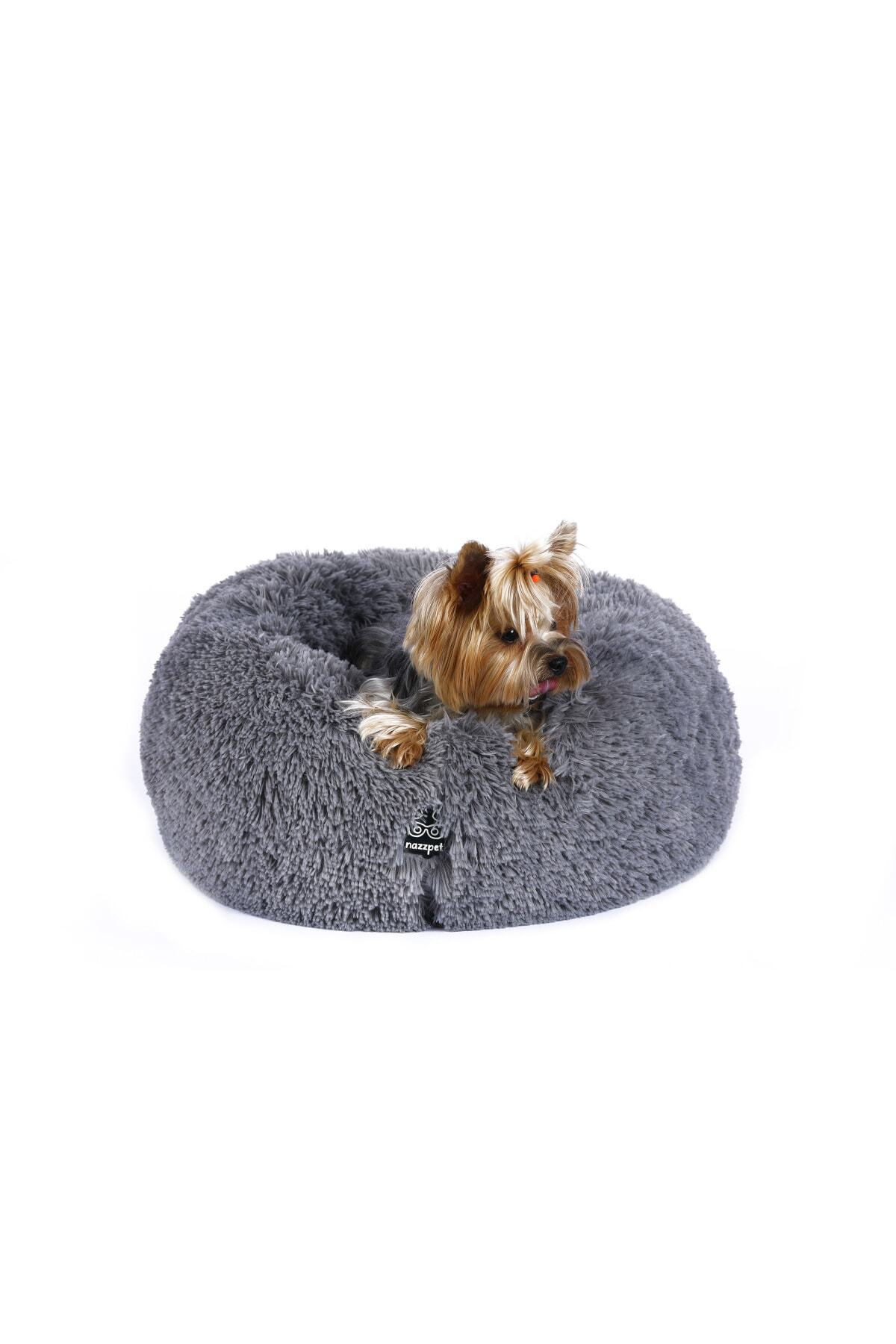 NazzPet Donatello Peluş Gri Köpek Yatağı – Medium