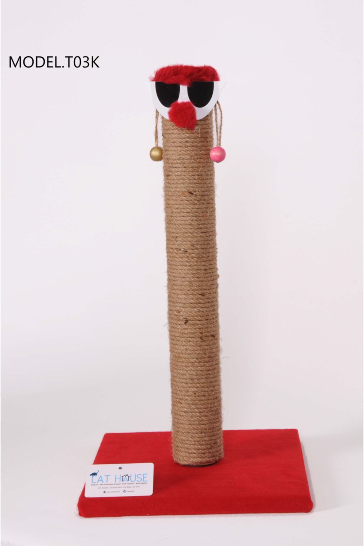 Cathause Cat Hause T03 Palyaço Kedi Tırmalama Kırmızı 54 Cm