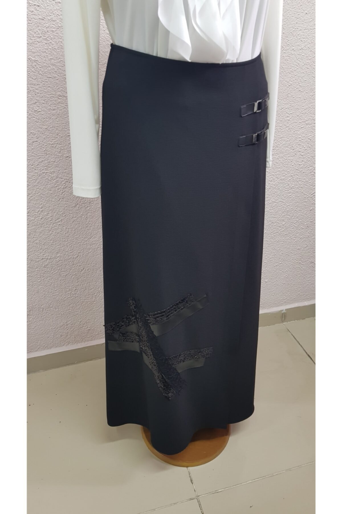 Sentez Kadın Siyah A Kesim Anvelop Tesettür Etek