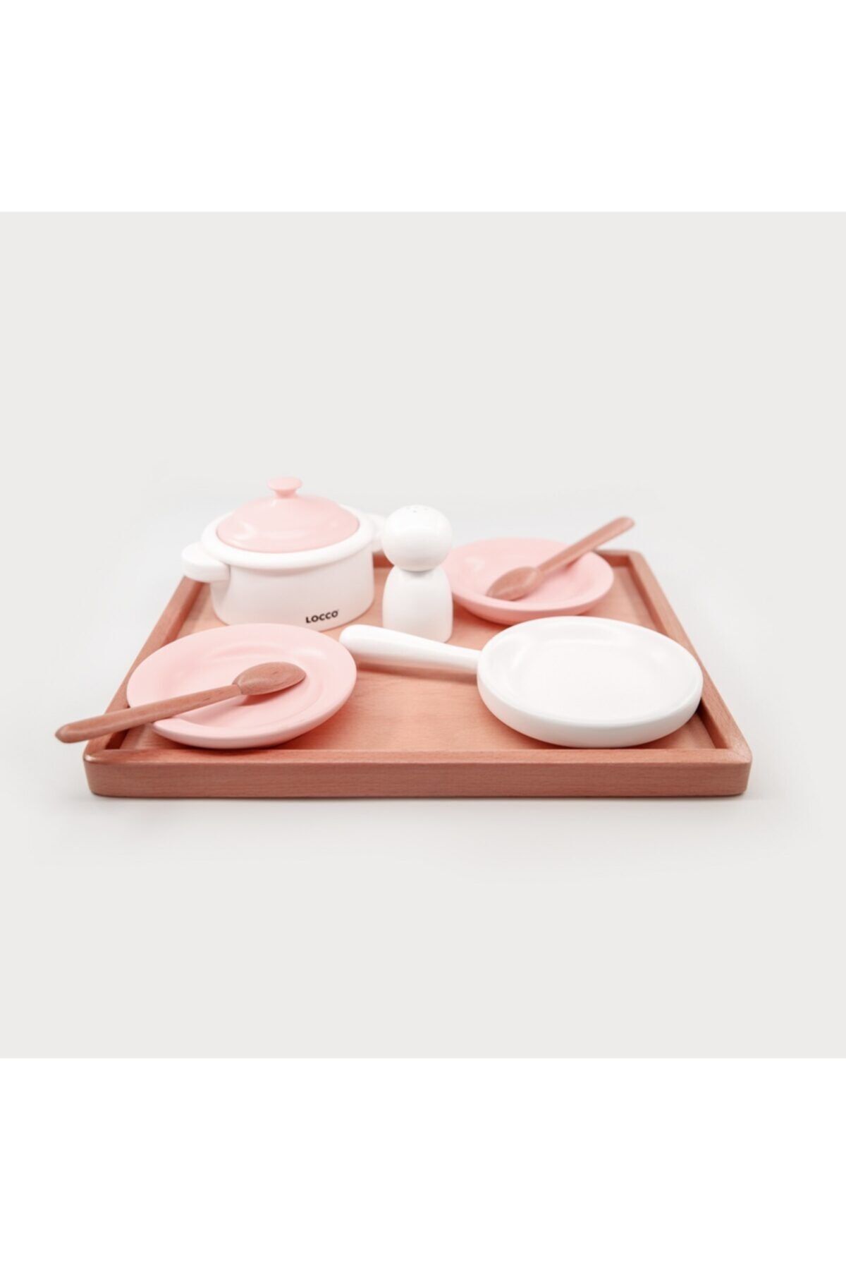 LOCCO Ahşap Yemek Seti Pembe
