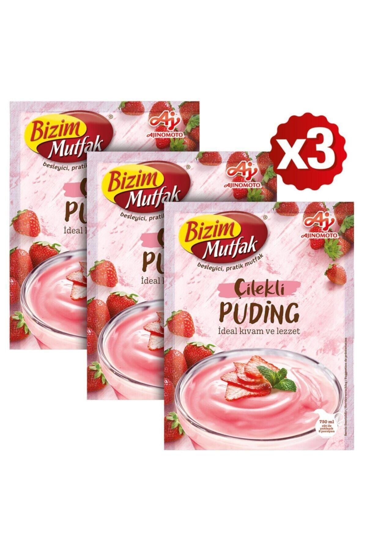 Bizim Mutfak Çilekli Puding 125 Gr 3'lü Paket