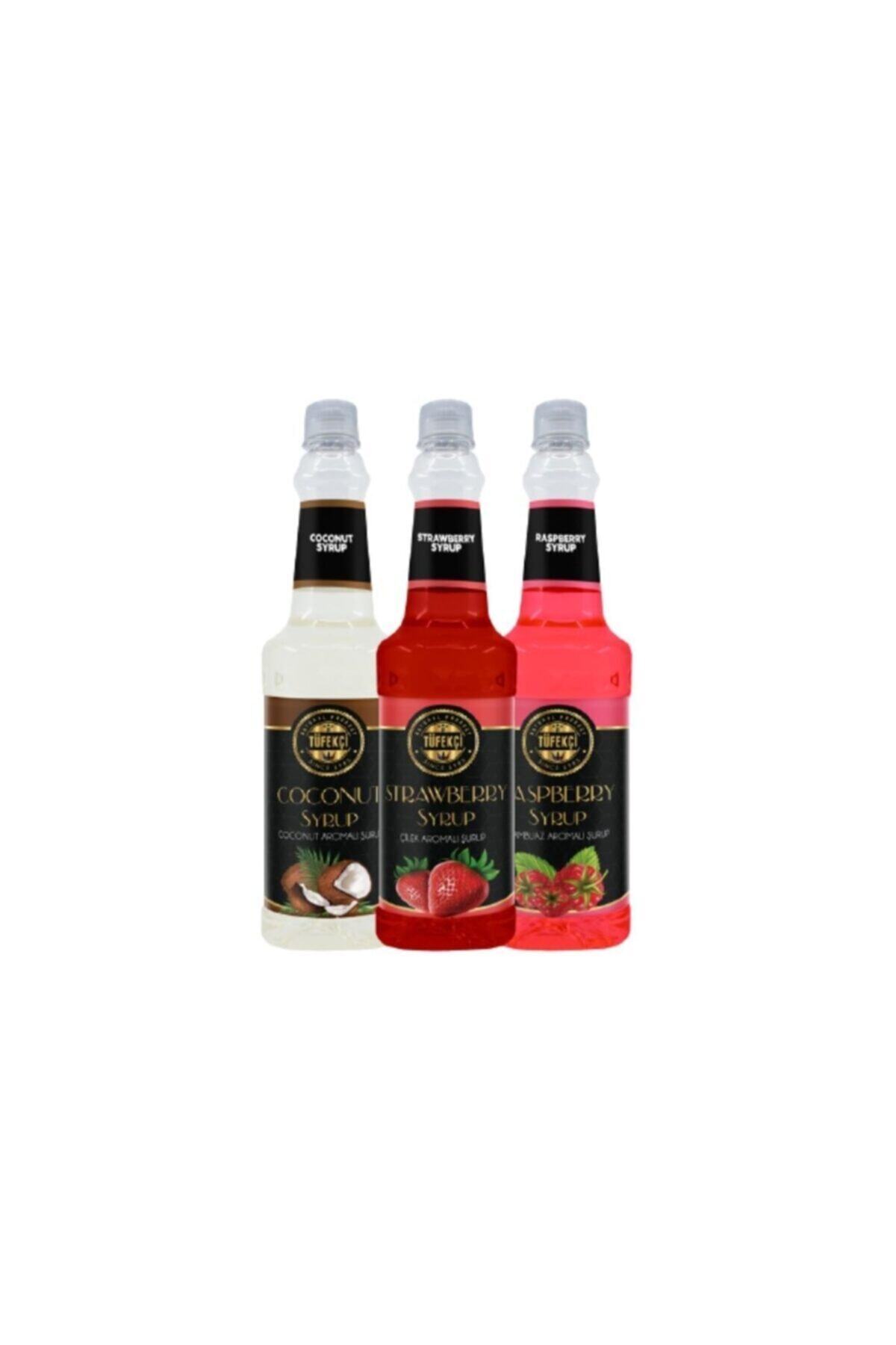 By Tüfekçi 3'lü Avantajlı Paket Çilek-Hindistan Cevizi- Frambuaz Şurubu 3.750 ml