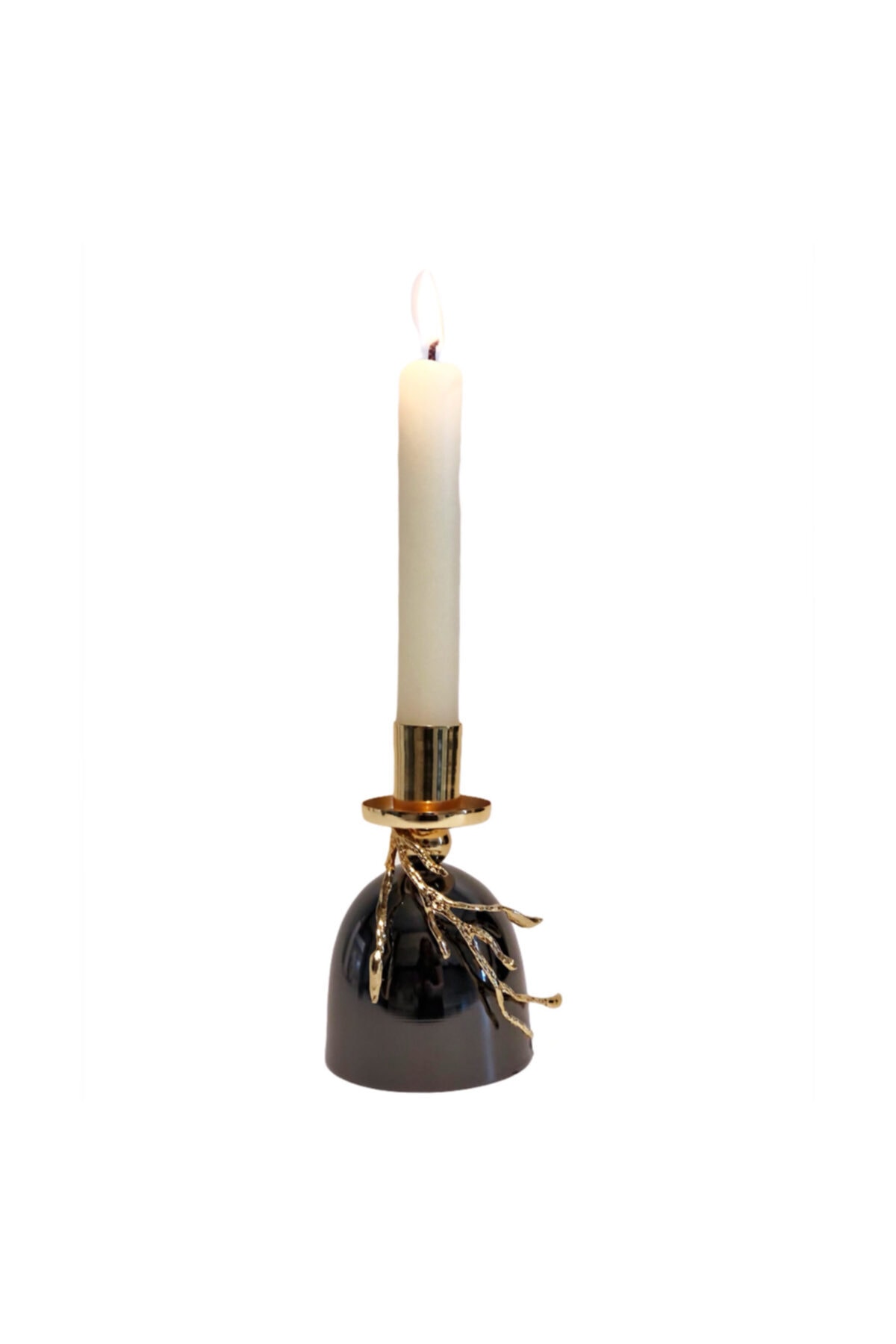 Lux and Marble Lucerna - Pirinç Dal Süslemeli Metal Mumluk - Şamdan