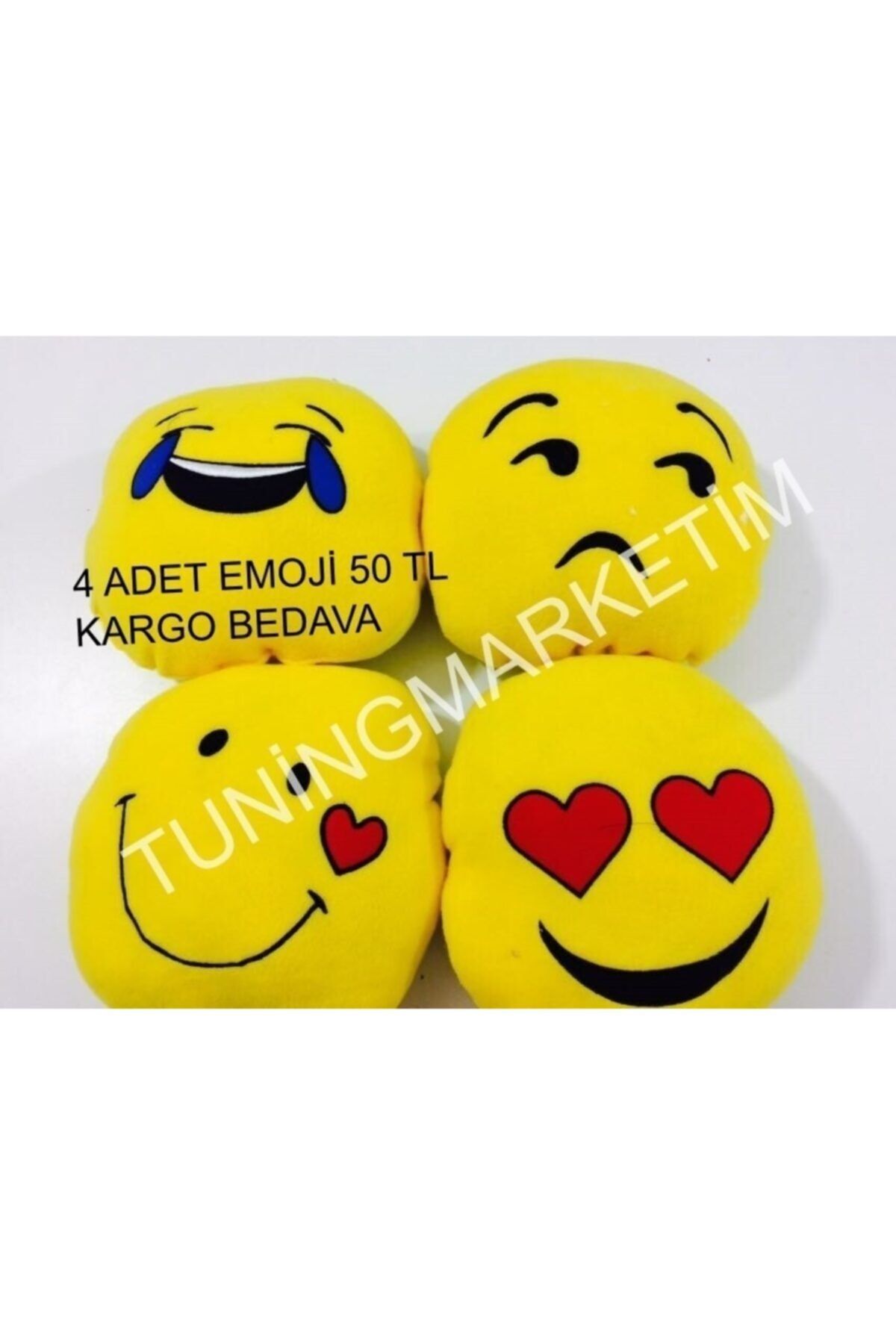şimika 4 Lü Emoji Boyun Yastık Lastikli Yuvarlak Polar Yumuşak Yüzey 29cm