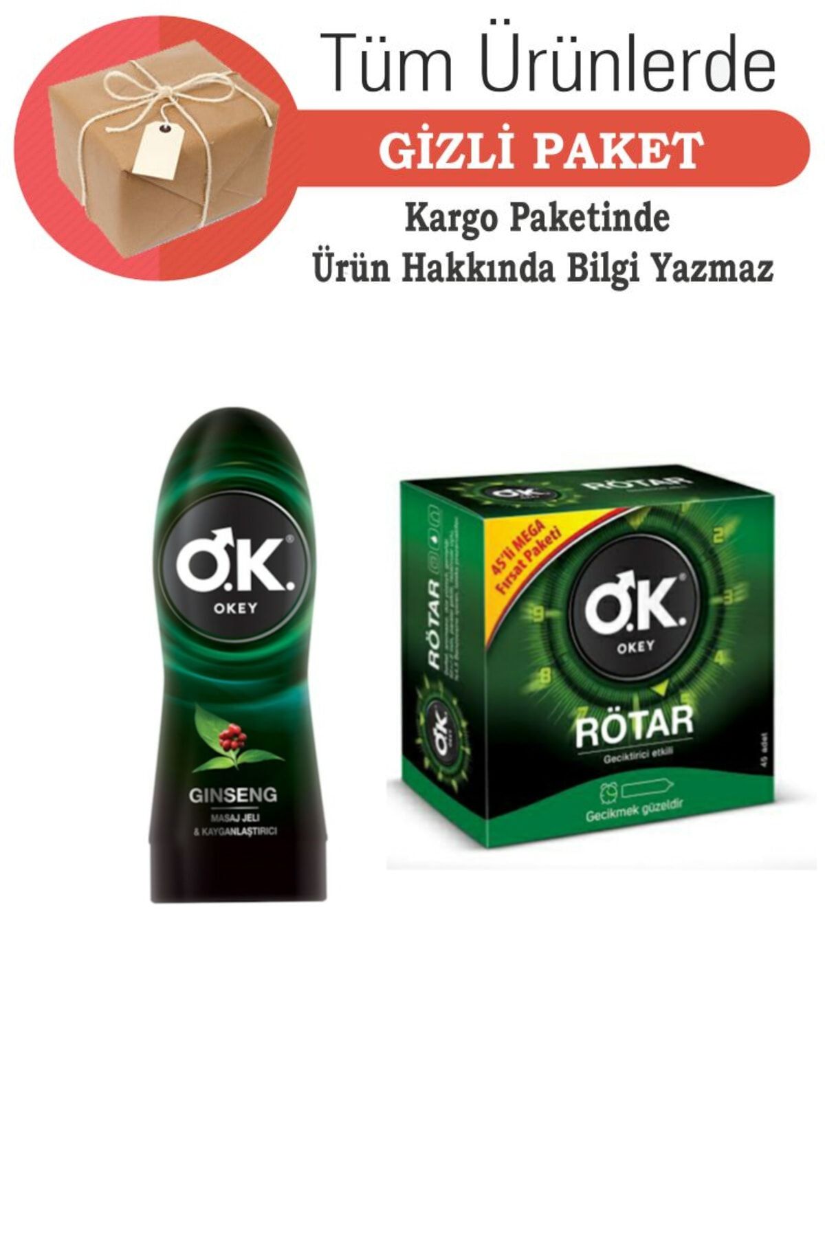 Okey Masaj Jeli & Kayganlaştırıcı Jel Ginseng 200 Ml + Rötar 45 Li Prezervatif