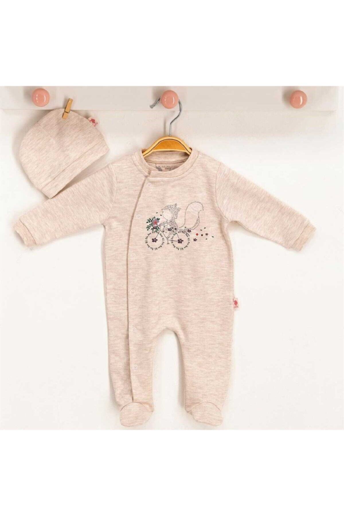 U.S. Polo Assn. Kız Bebek Krem Tulum 2li
