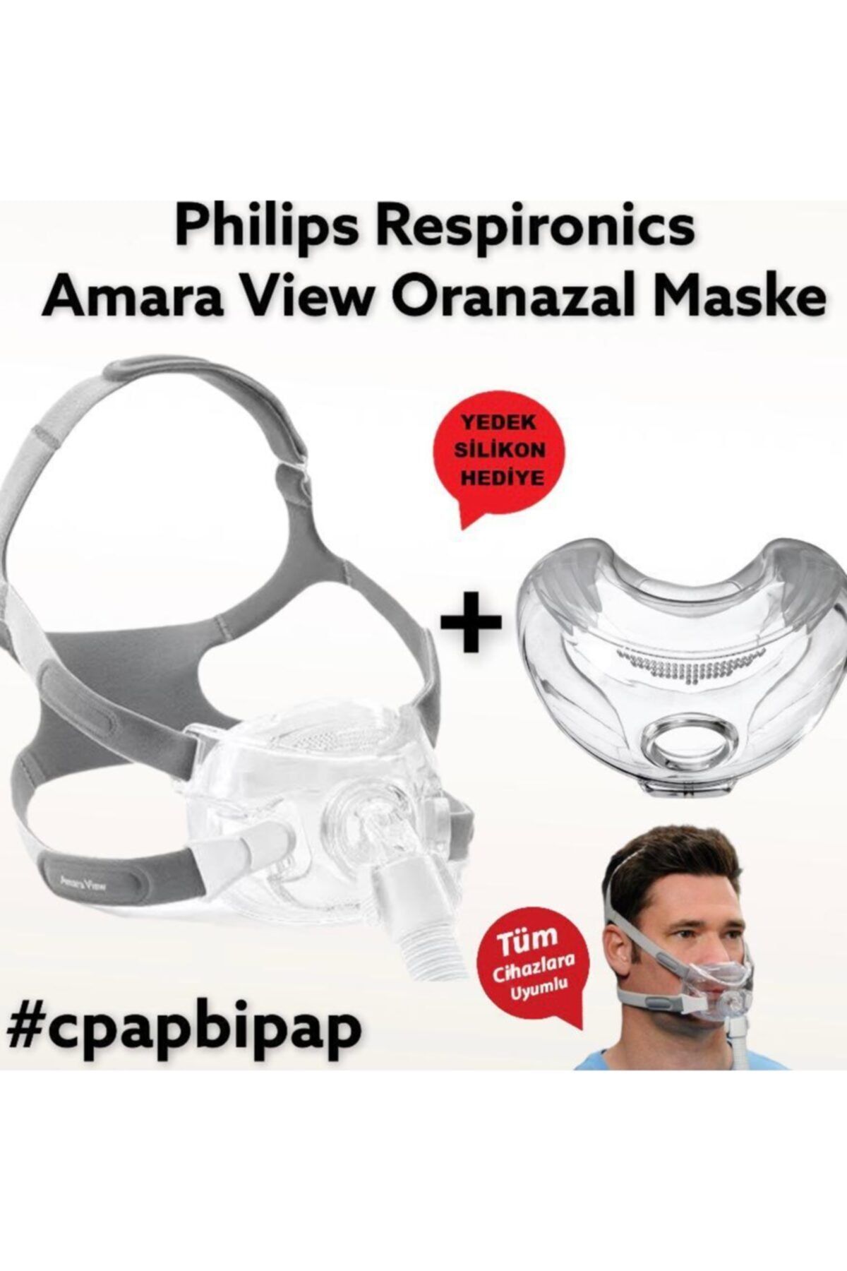 Philips Amara View Uyku Apnesi Maskesi Medium+small