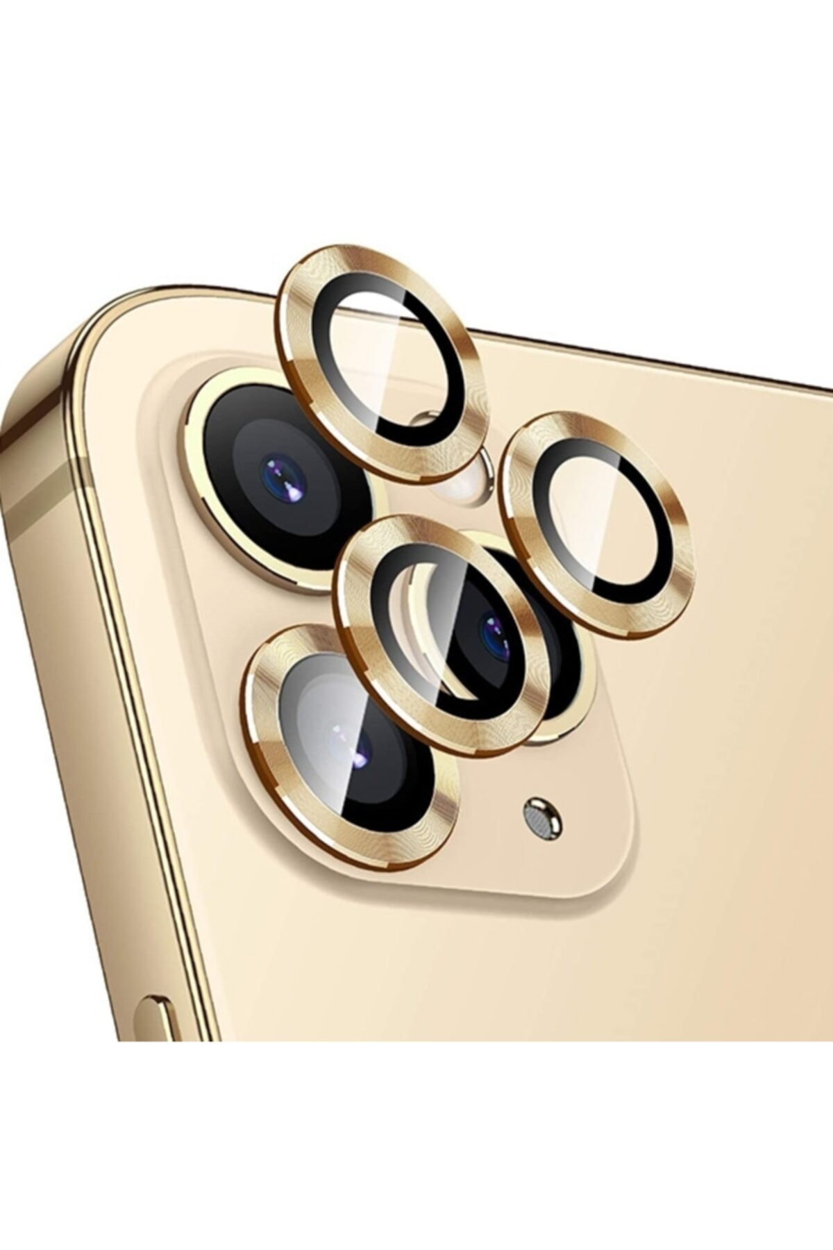 Ally Mobile Ally Iphone 12 Pro Max 3d Metal Çerçeveli Kamera Lens Koruyucu Gold