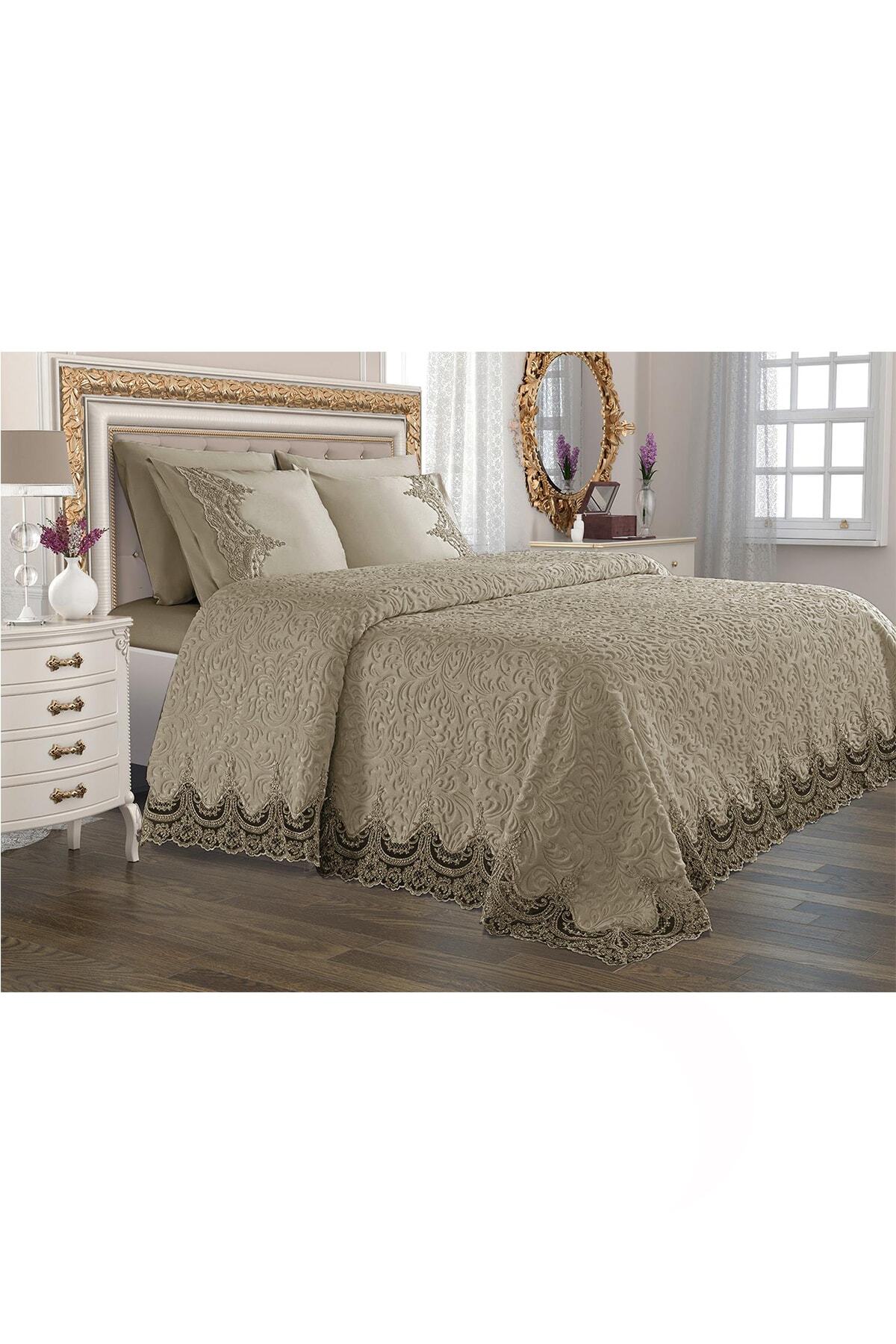 ceyiz diyari cift kisilik fransiz gupurlu ceyizlik battaniye takimi arus bej 206280 fiyati yorumlari trendyol