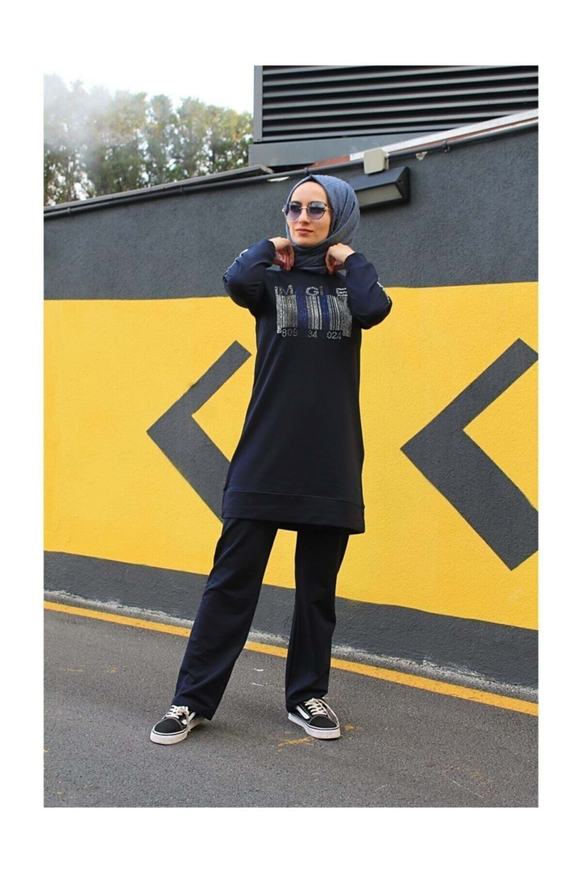 Shopinfest Imagine Taşlı Eşofman Takımı - Lacivert