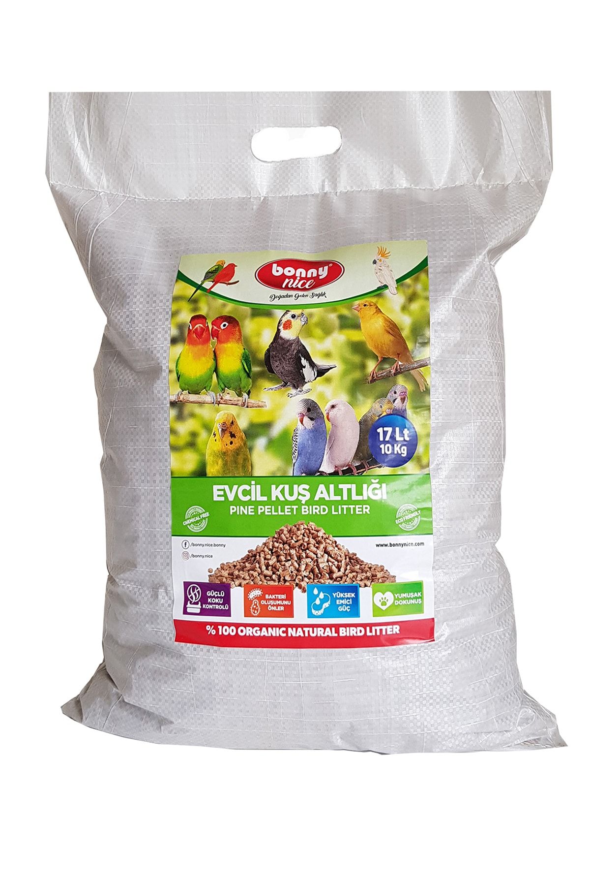Bonny Nice Kuş Kumu Kanarya Muhabbet Papağan Bülbül Kafes Altlığı 10 kg 17 l