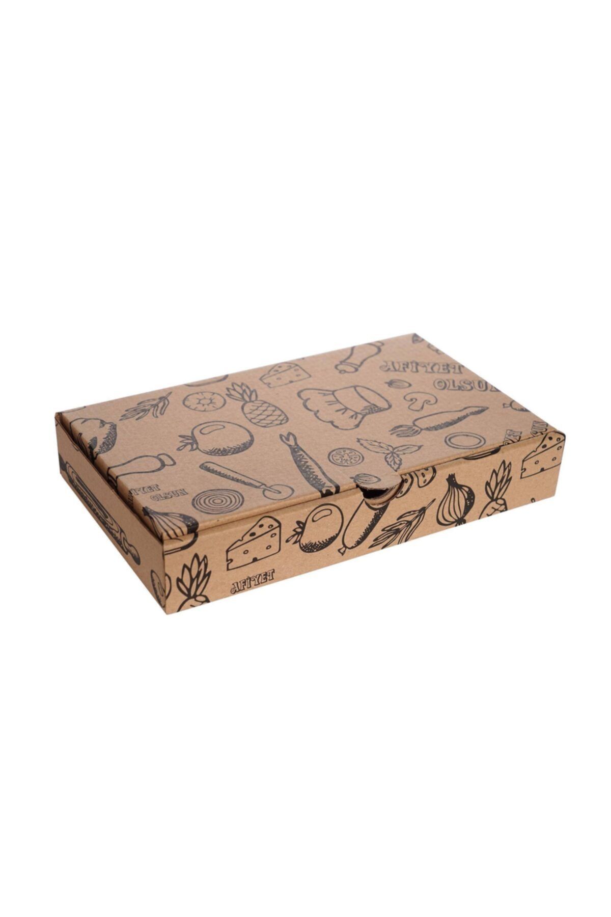 Kuzeykutu Mix Baskılı Küçük Pide Kutusu 23x14x4 Cm - 100 Adet