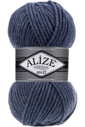 Superlana Maxi (kalın) Örgü Ipi - 203 Denim Melanj - 100 Gr. 100 Mt. Ip Image 0