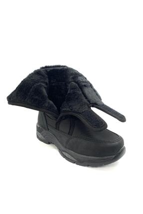 Çocuk Siyah Renk Yağmur Kar Geçirmez Kürklü Kar Botu Image 1