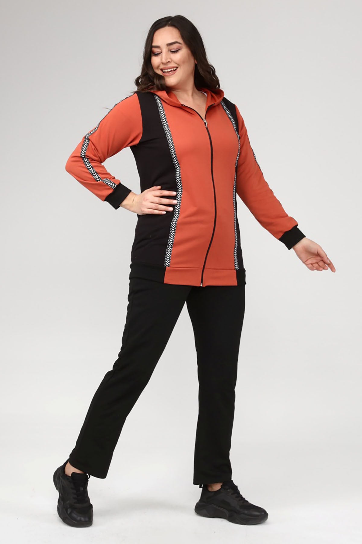 Şans Plus Size Sweatsuit Set - Orange 