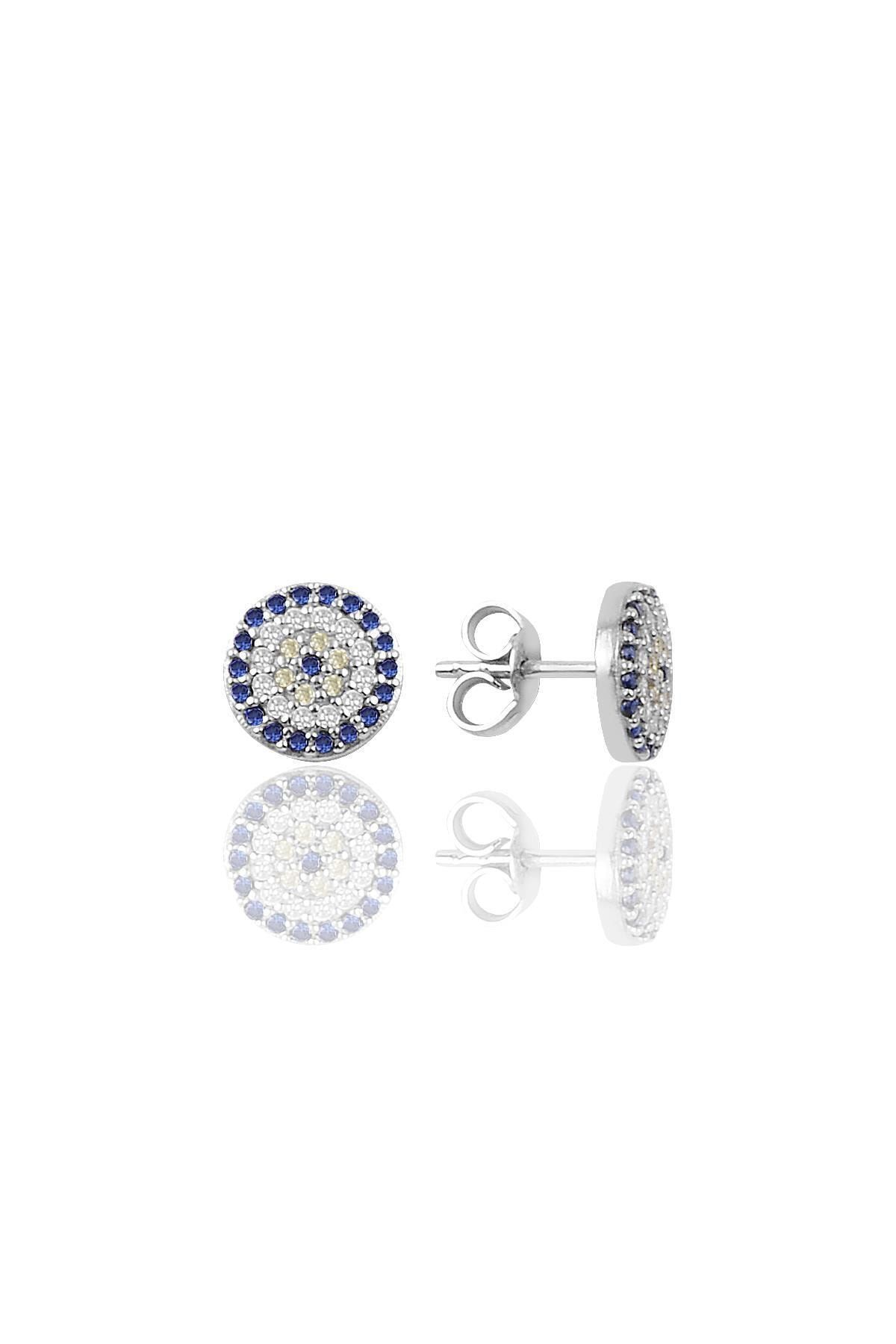 Söğütlü Silver Gümüş Nazar Boncuk Modeli Küpe