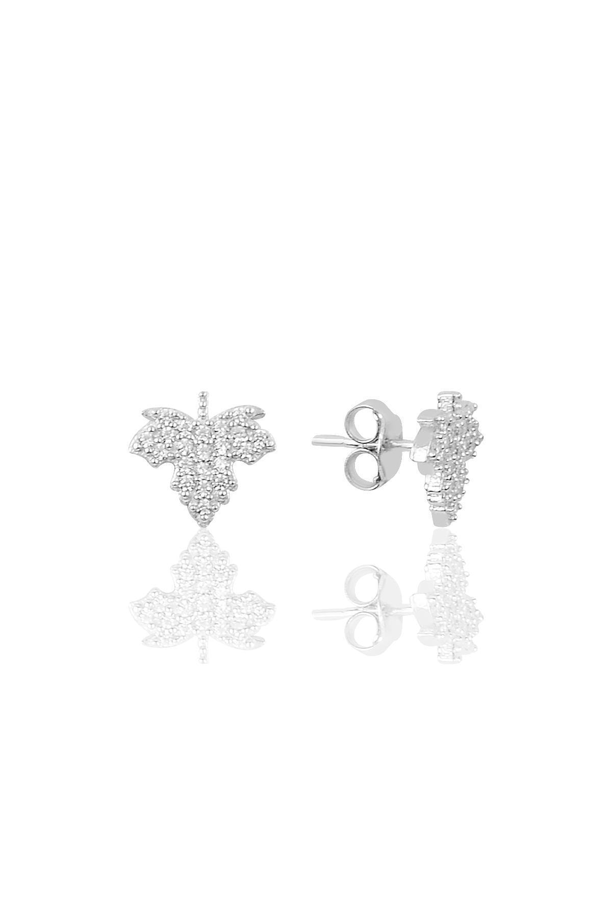 Söğütlü Silver Gümüş Yaprak Modeli Küpe
