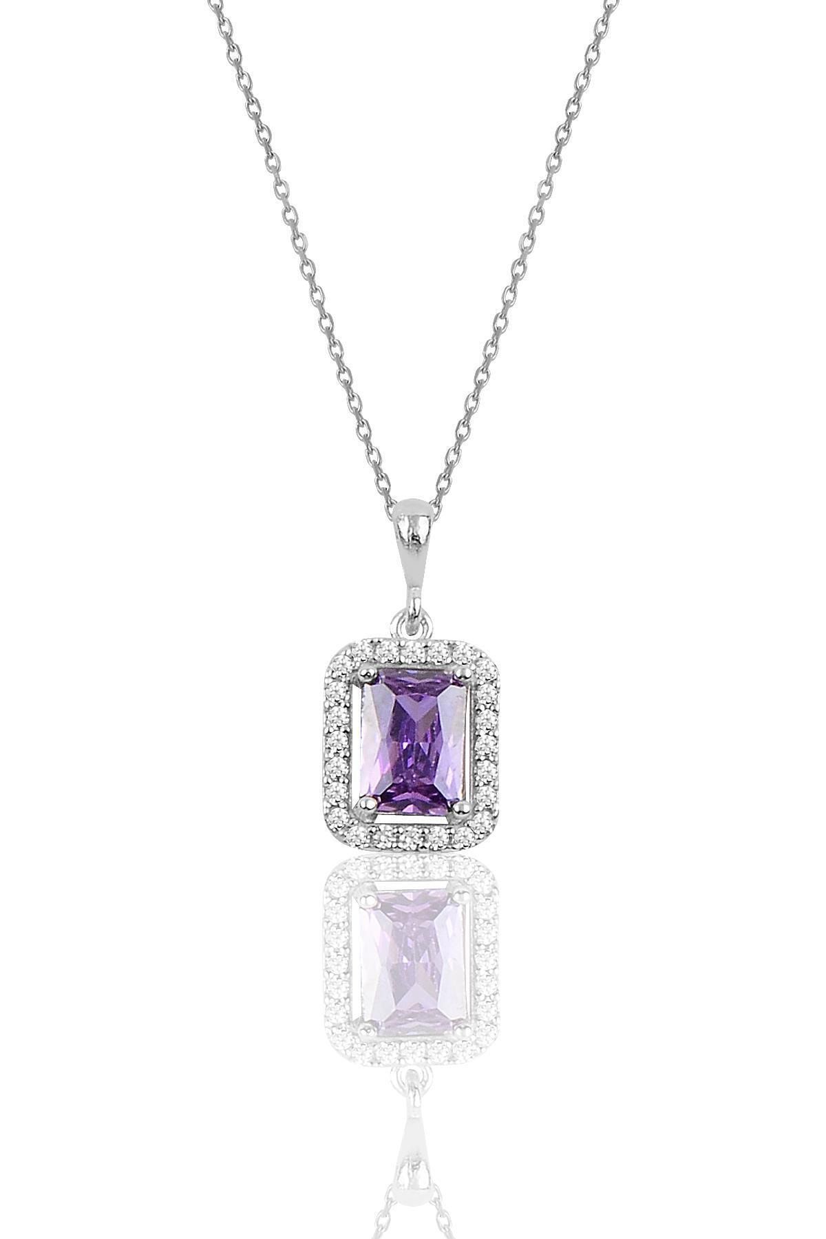 Söğütlü Silver Gümüş Amatis Baget Taşlı Kolye