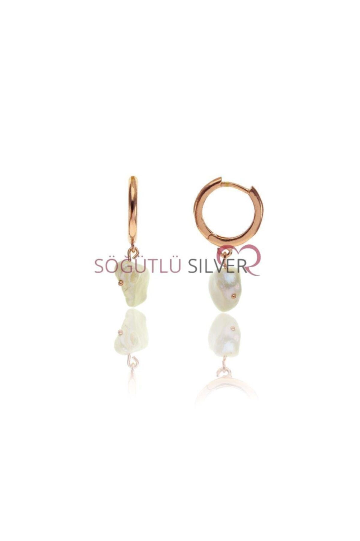 Söğütlü Silver Incili Halka Küpe