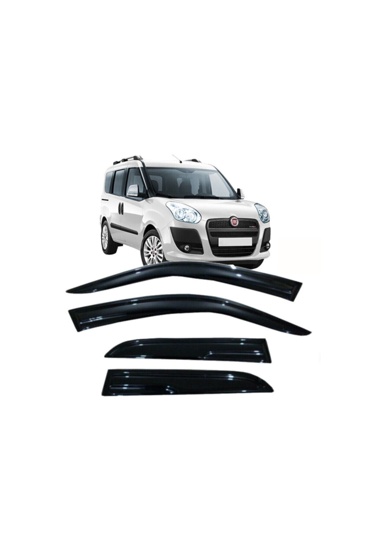 CARDANADAM Fiat Doblo 2014 Model Cam Rüzgarlığı 4lü Set Parlak Siyah Kendinden Yapışkanlı 1. Kalite