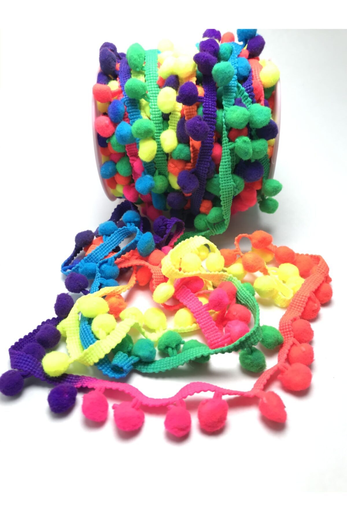 ÇiçekTuhafiye Pembe Şerit Ponpon 5 m