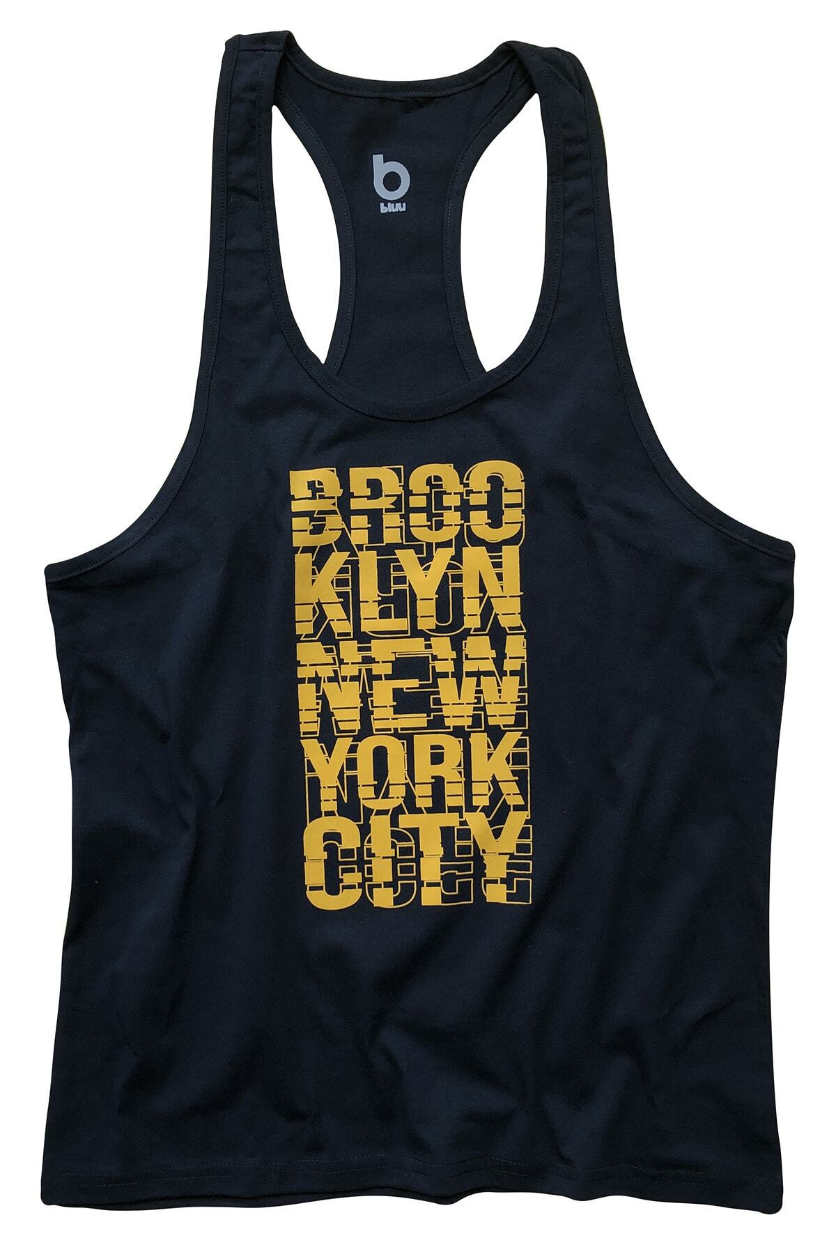 BLUU Erkek Lacivert Fitness Gym Tank Top Sporcu Atleti