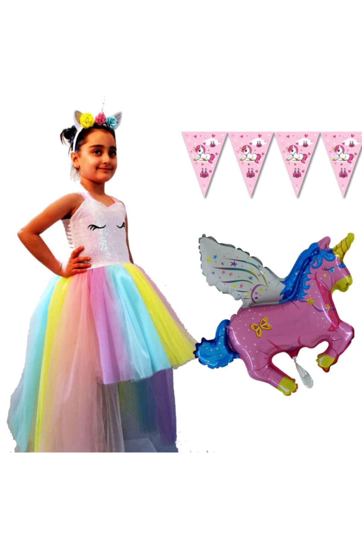 Peri Hediyelik Kız Çocuk Unicorn Çocuk Kostümü