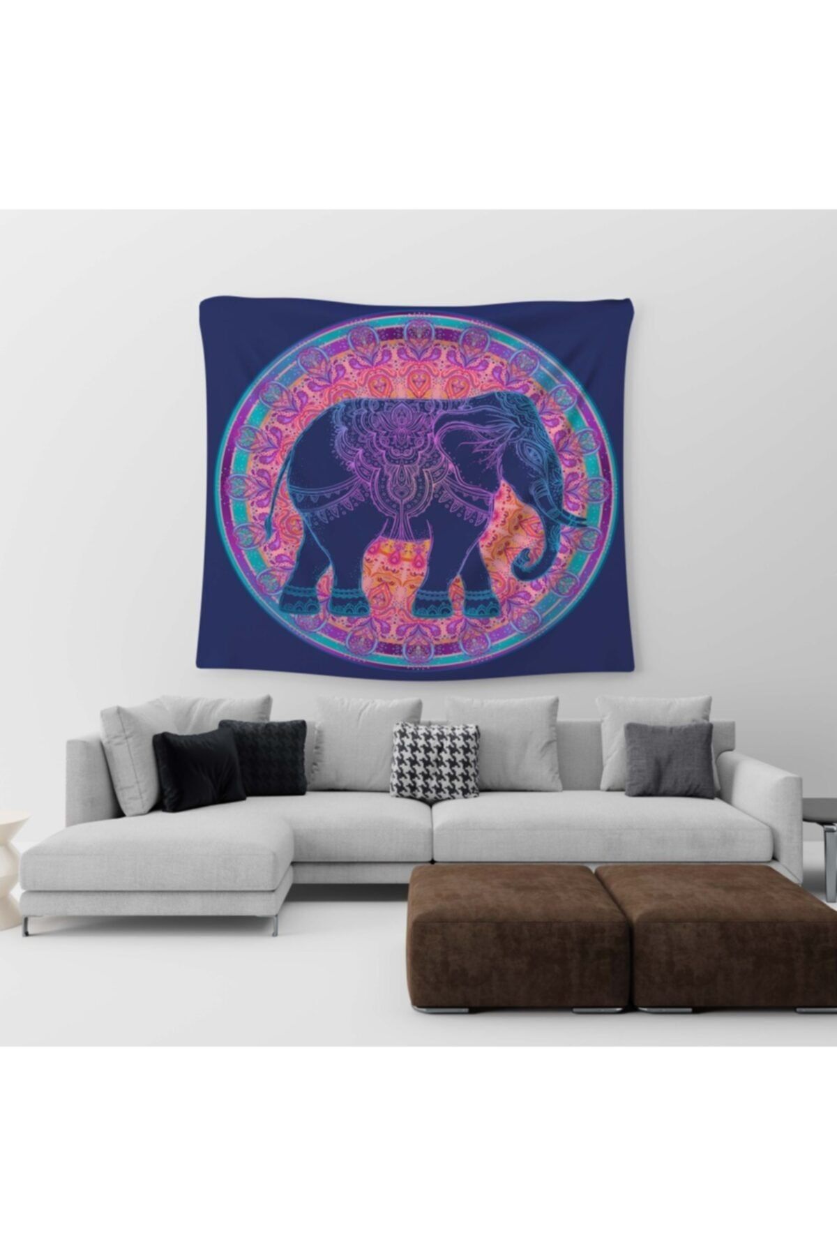 PASAJ HOME Morcivert Fil Mandala Duvar Örtüsü 150x150 Cm