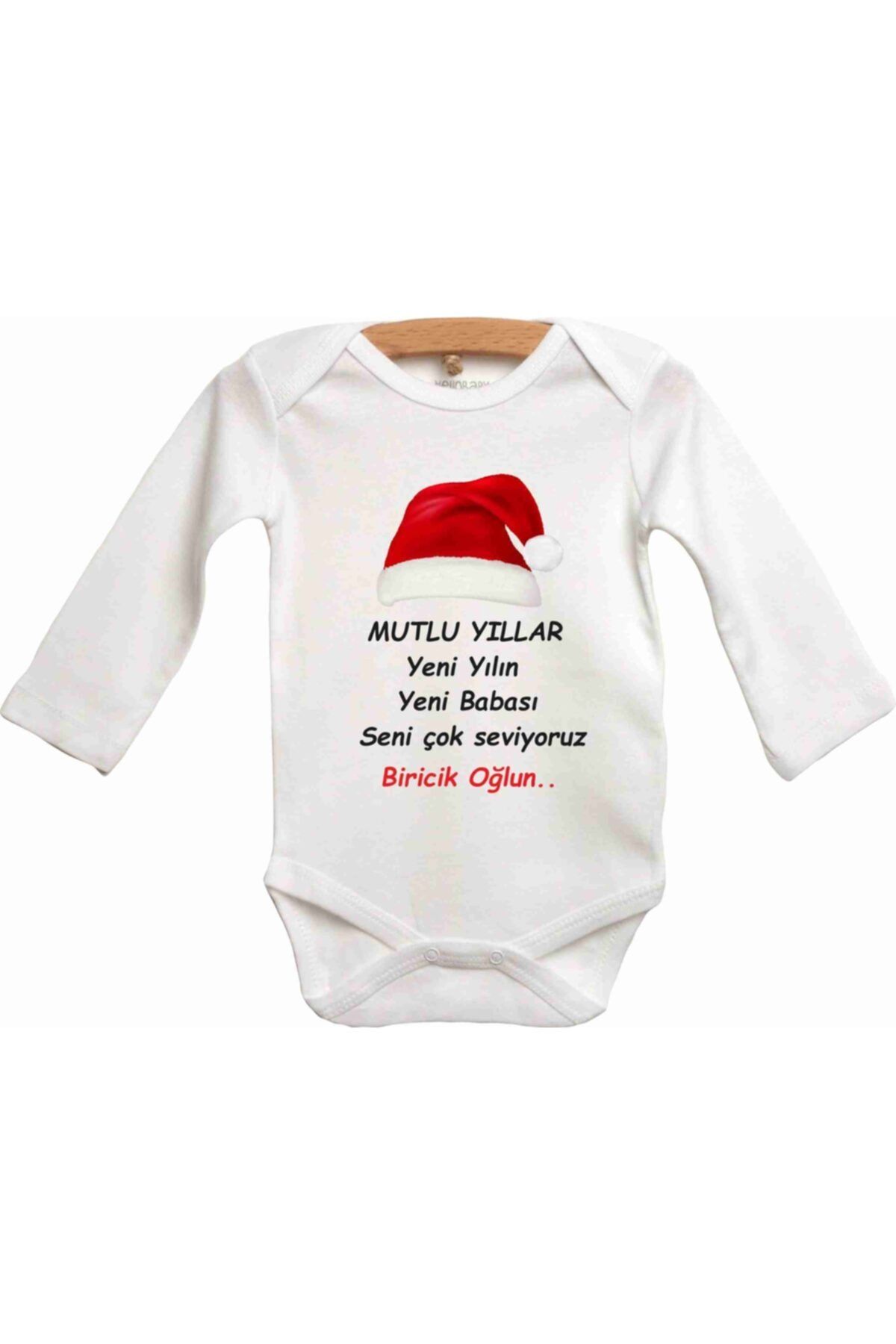 venüsdijital Beyaz Renk Mutlu Yıllar Yeni Yılın Yeni Babası Biricik Oğlun Baskılı Bebek Zıbın Body