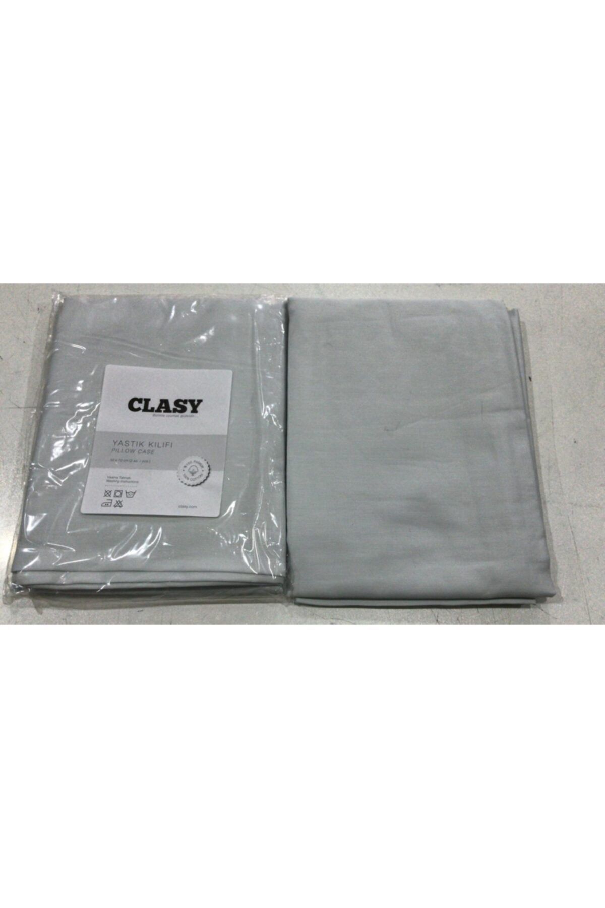 Clasy Pamuk Saten Buz Mavi Yastık Kılıfı 2 Adet
