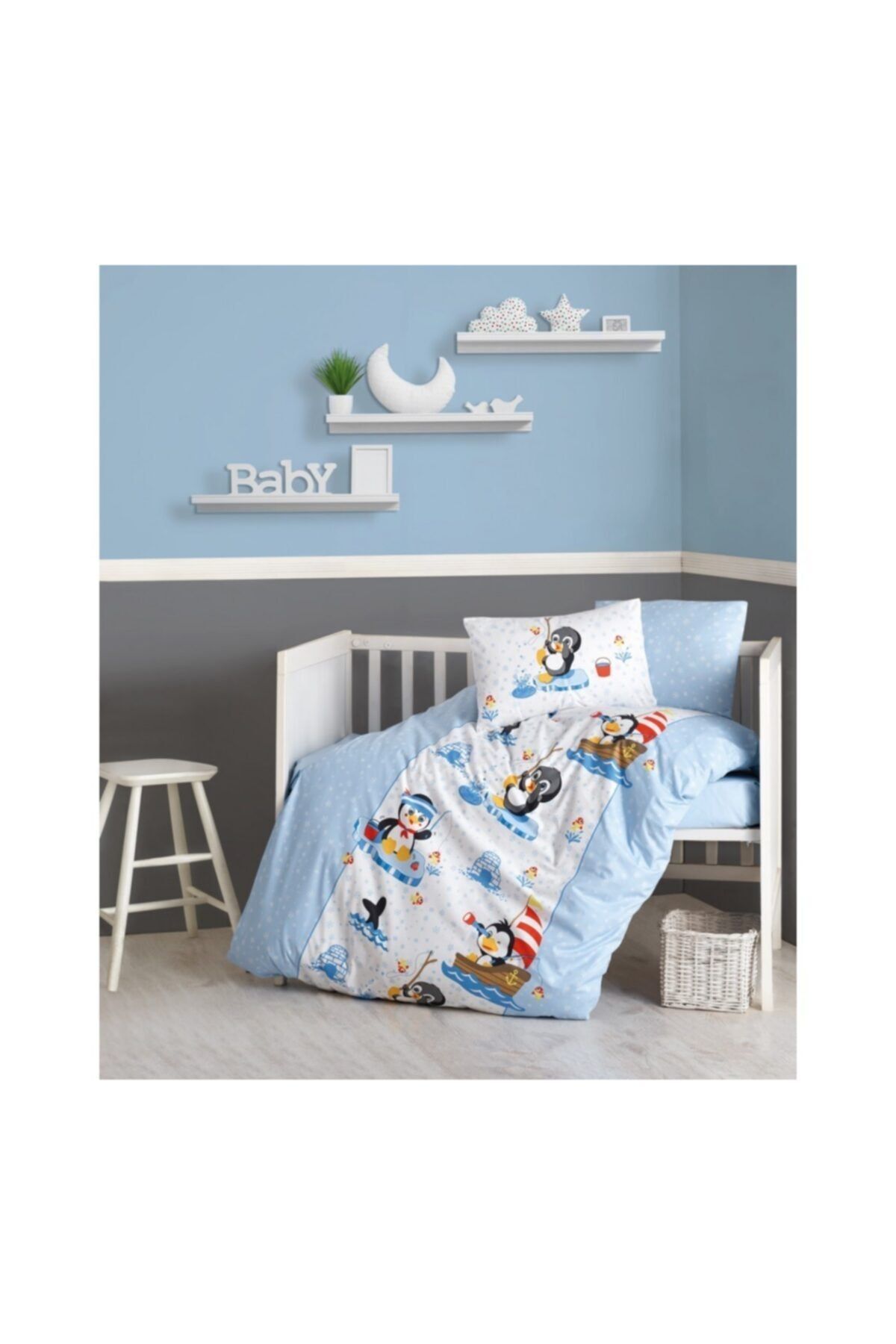 Cotton Box Penguen - Mavi Baby Collection Nevresim Takımı