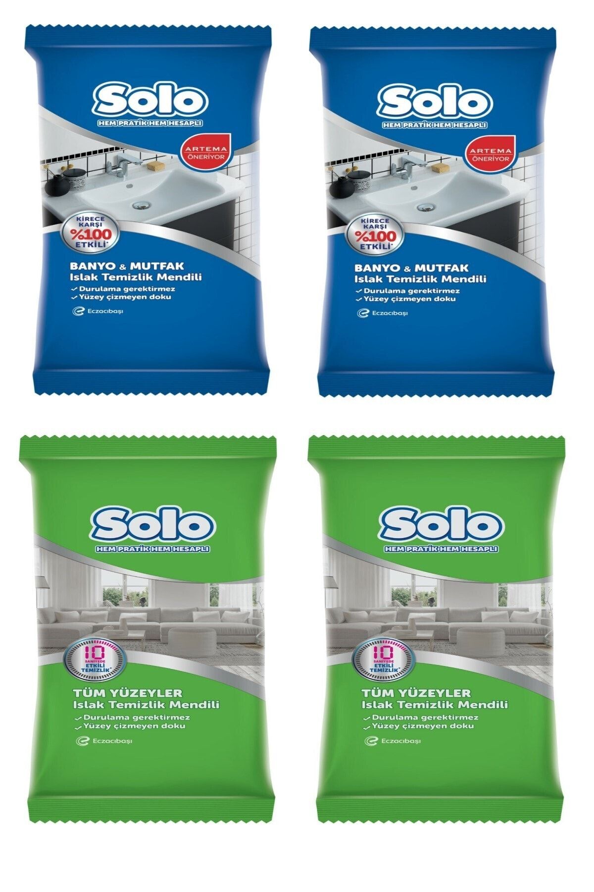 Solo Banyo&mutfak Islak Temizlik Mendili 40 Yaprak Ve Tüm Yüzeyler Islak Temizlik 80 Yaprak