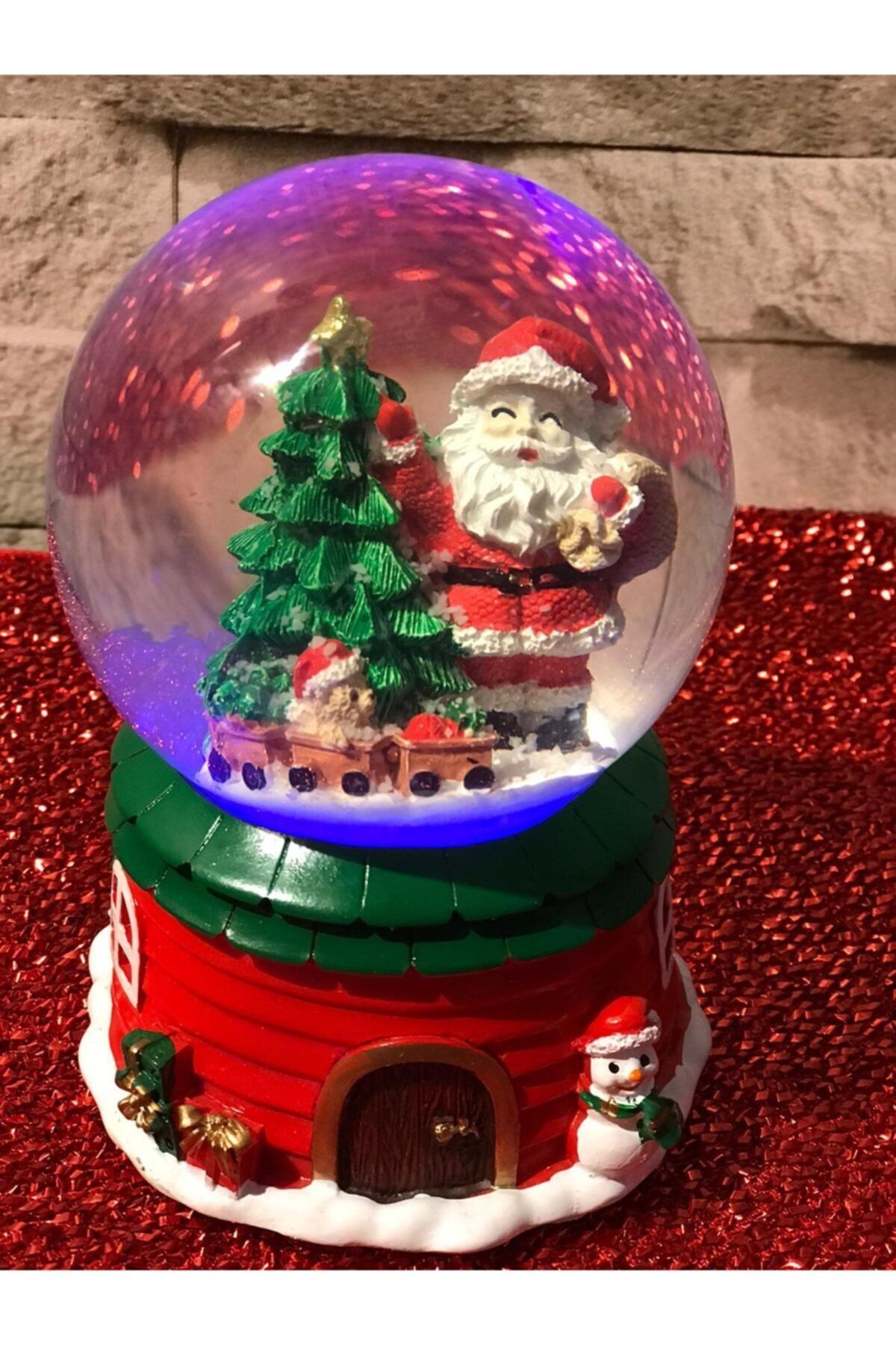 Pumpkin Hediyelik Eşya Yılbaşı Kar Küresi Orta Boy Pilli, Işıklı Ve Müzikli Noel Baba Kar Küresi