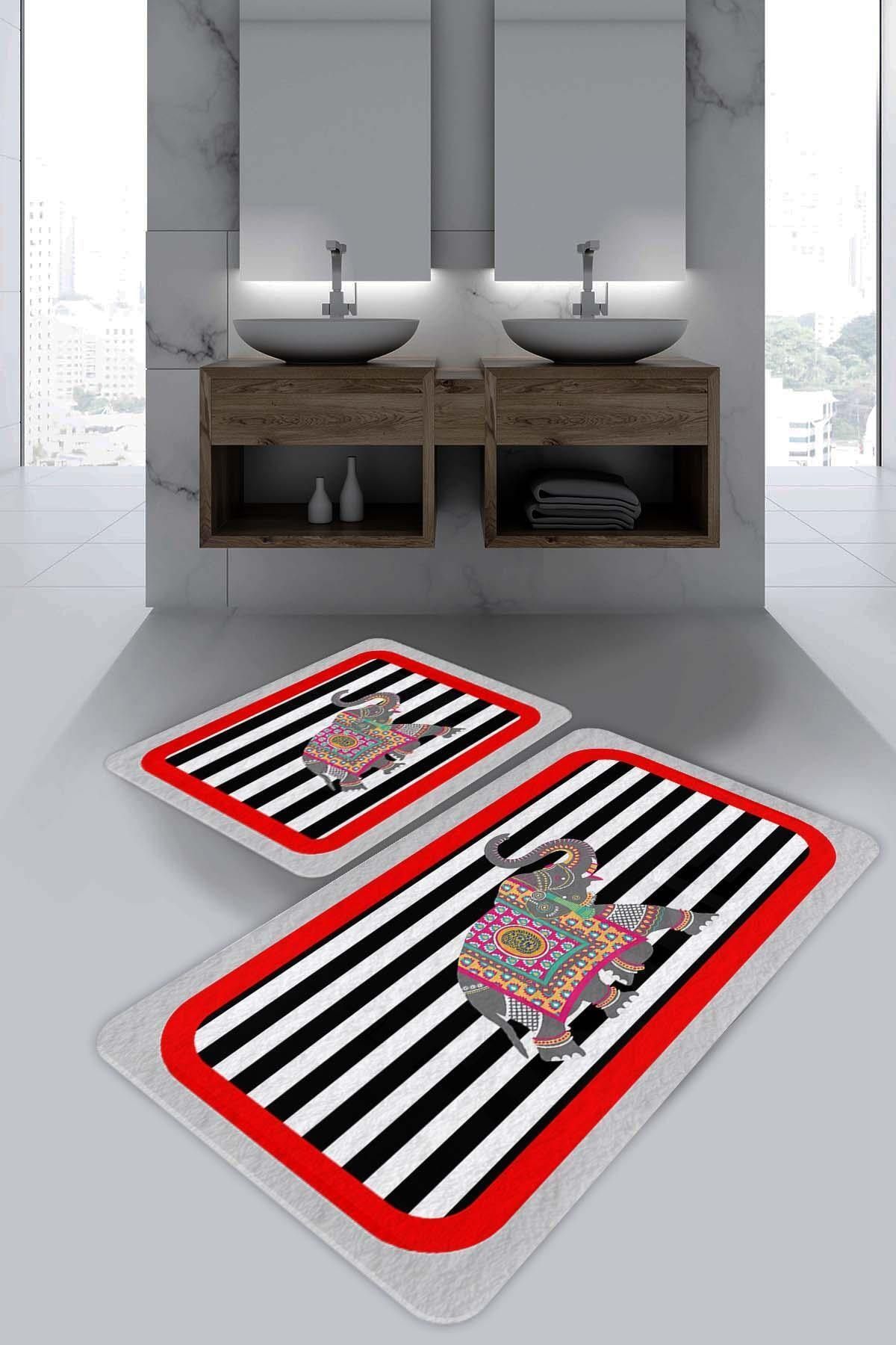 Evsebu Etnik Desen Fil Banyo Paspası