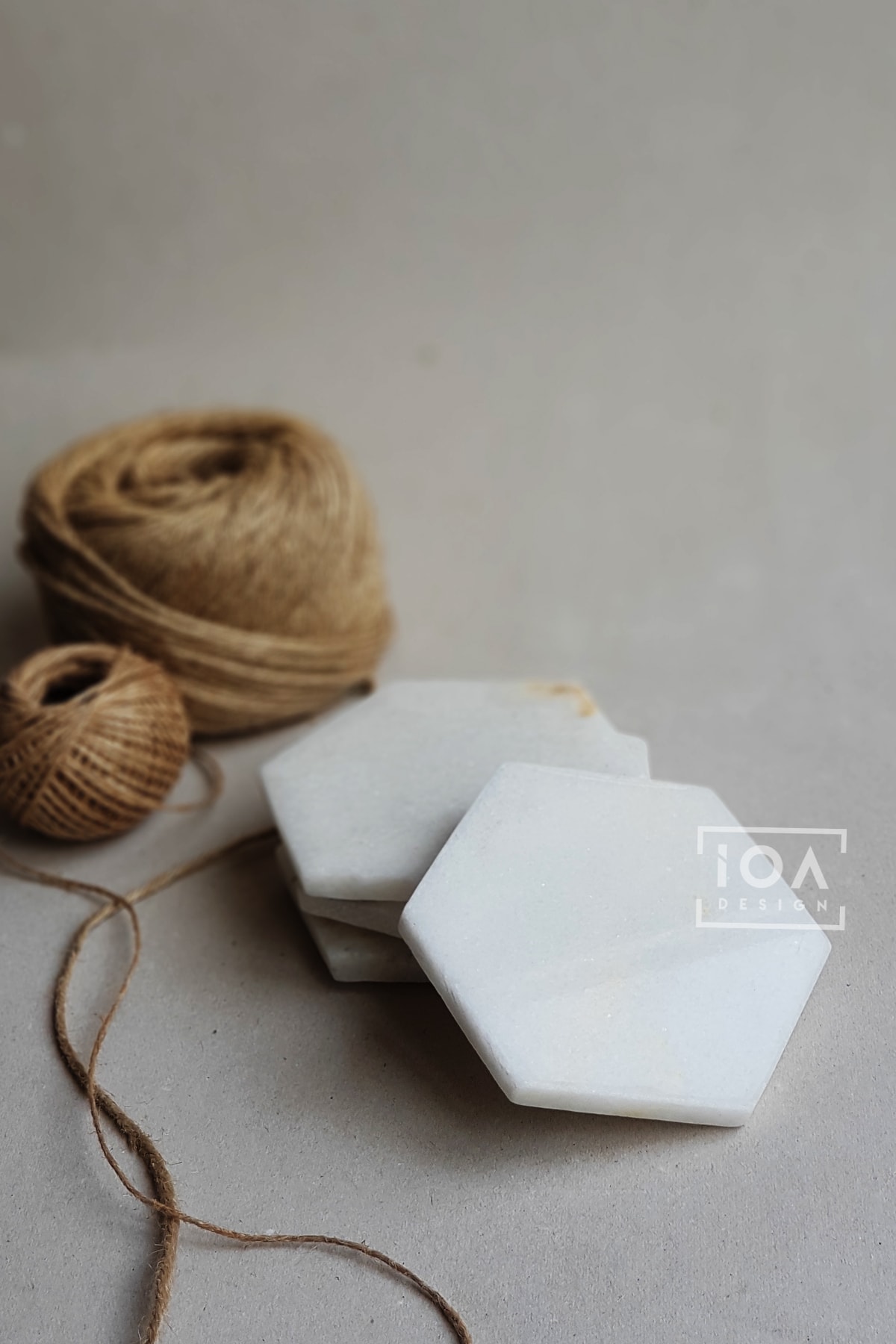 ioadesign Hexagonal 4'lü Set Altıgen Mermer Bardak Altıkları