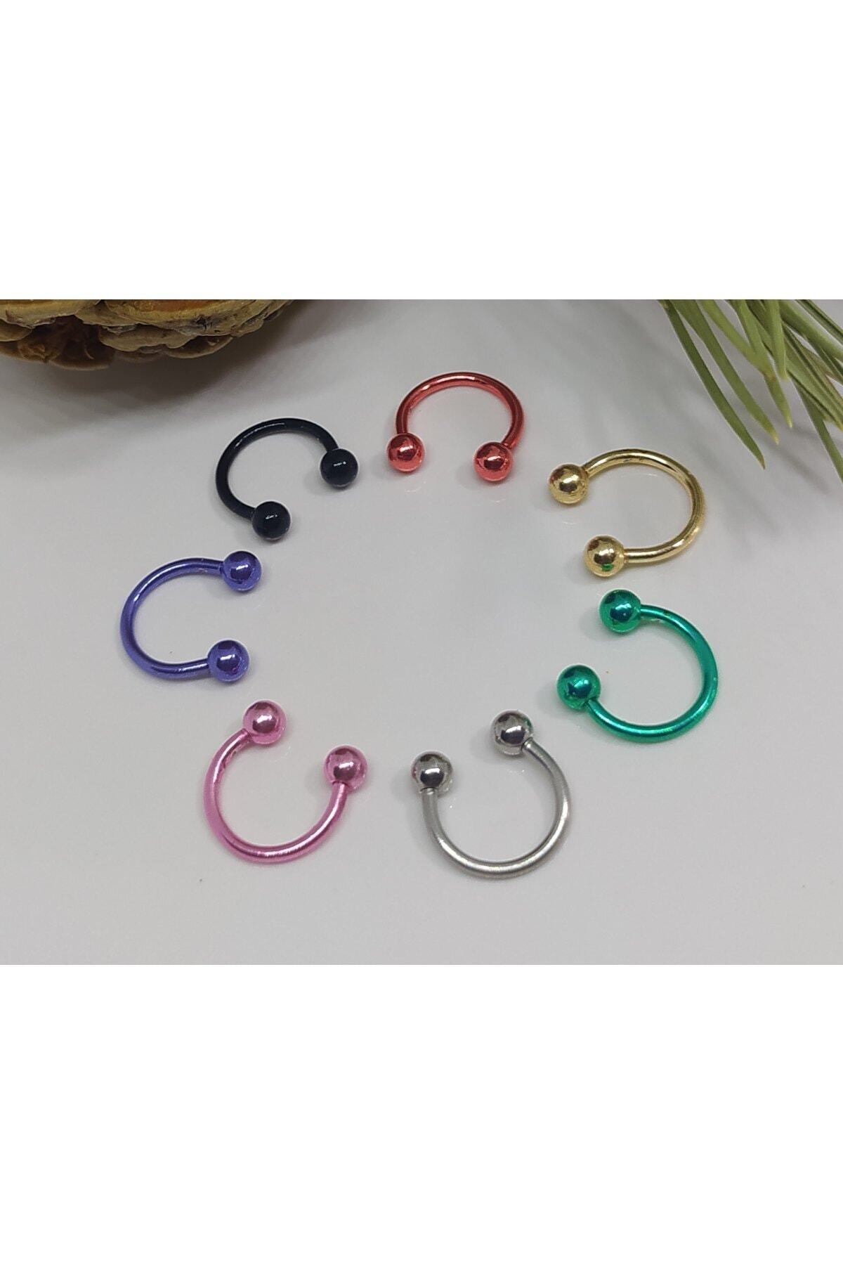 Işıl Işıl Cerrahi Çelik Halka Piercing, (7 Li Set) Kulak, Dudak, Burun, Septum, Tragus, Kıkırdak