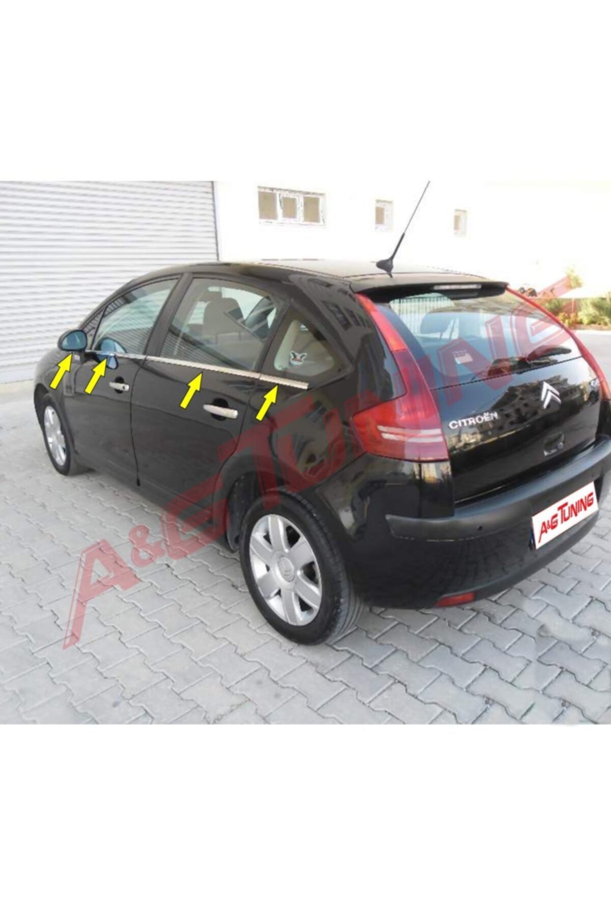 KromGaraj Citroen C4 Hb Krom Cam Çıtası Tk 2005-2010 8prç Paslanmaz Çelik