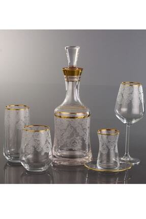Kristal 12 Kişilik 61 Parca Dekorlu İçecek Takımı-Helena Gold Image 0