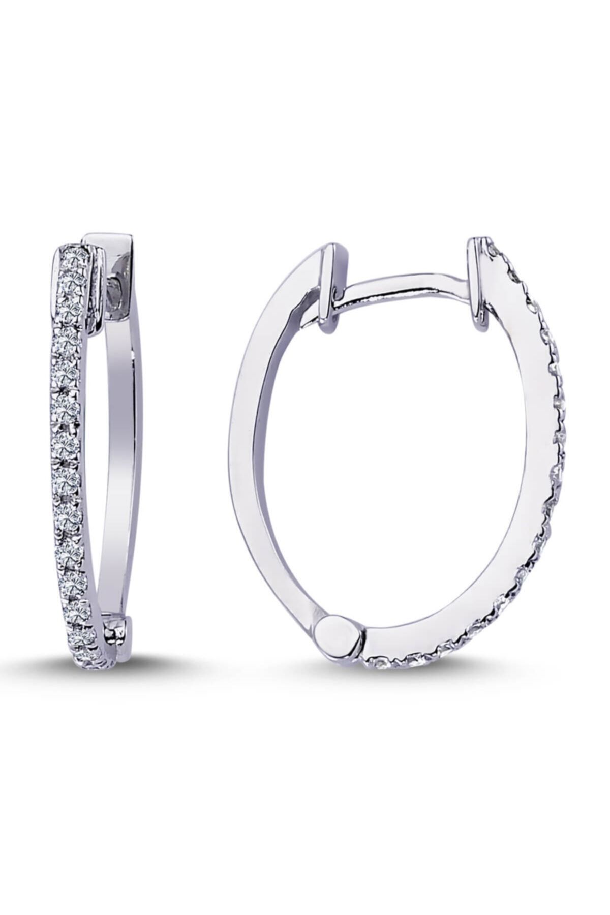 Lova Pırlantalı Oval Halka Küpe - 3030018