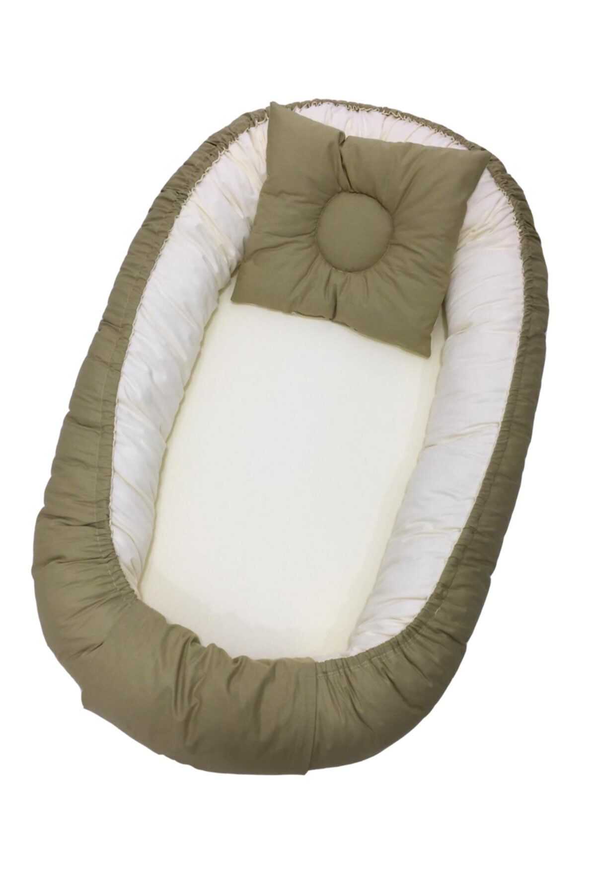 berababy Yeşil Ve Krem Model Kılıflı Ve Fermuarlı Babynest Bebek Yuvası