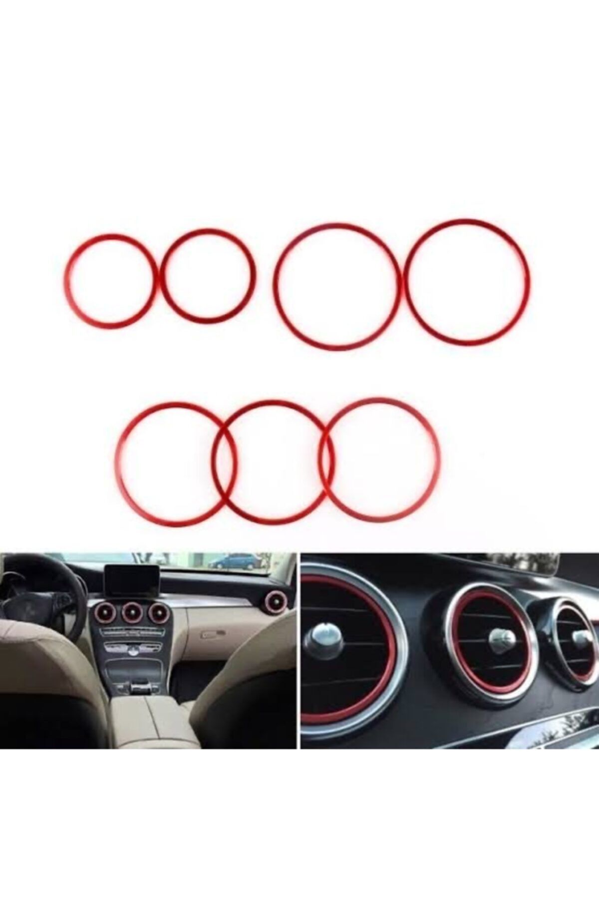 MERCEDES W205 C Serisi Kırmızı Klima Hava Menfez Halka Seti