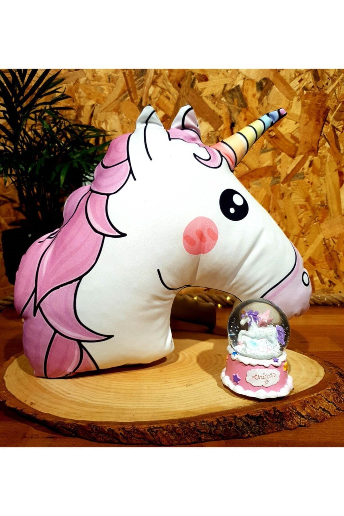 lina hediyelik Magic Unicorn Işıklı Kar Küresi Ve 3d Unicorn Yastık Arkadaşa Hediye