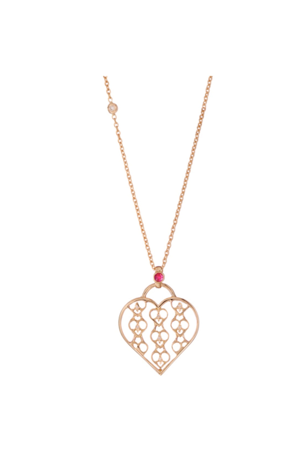 DİAMOND BY Naci Şenocaklı Kadın  Kırmızı Altın Pırlanta Ve Yakut Ile Işlenmiş 18 Ayar Özgün Tasarım Özel Üretim Kolye