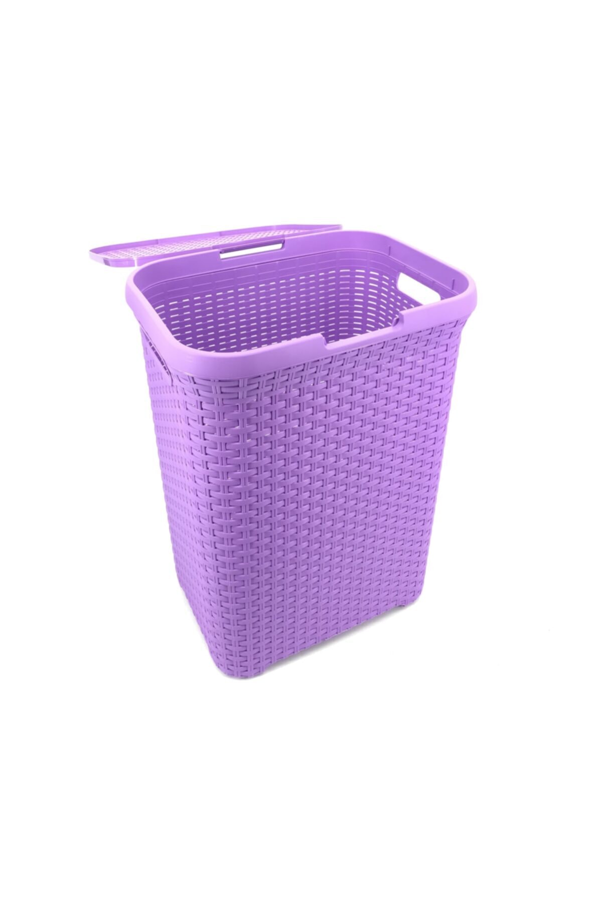 Saban Hasır Desenli Plastik Çamaşır Sepeti Mor