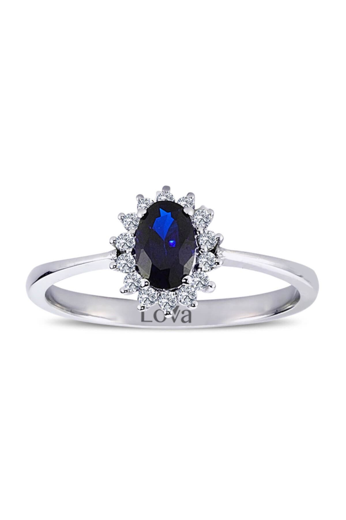 Lova Pırlantalı Oval Safir Anturaj Yüzük - 1020232