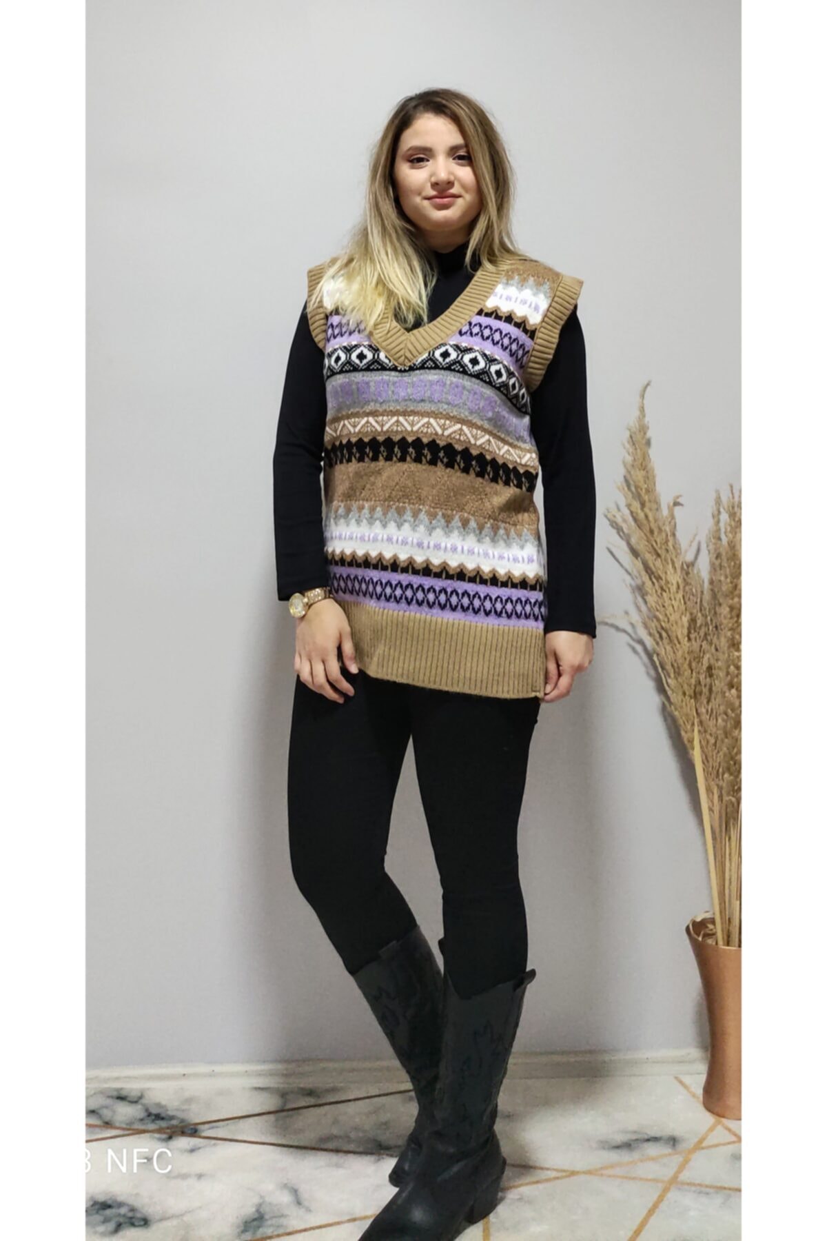 A&C BUTİK Kadın Desenli Örme Süveter